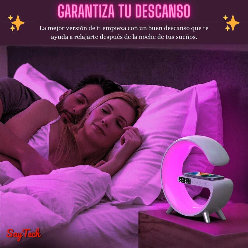 Glomagic® | Despertador Anti-Estrés | Altavoz, Cargador, Luces LED