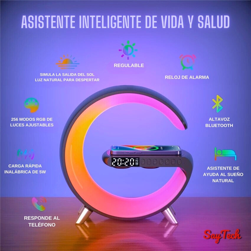 Glomagic® | Despertador Anti-Estrés | Altavoz, Cargador, Luces LED