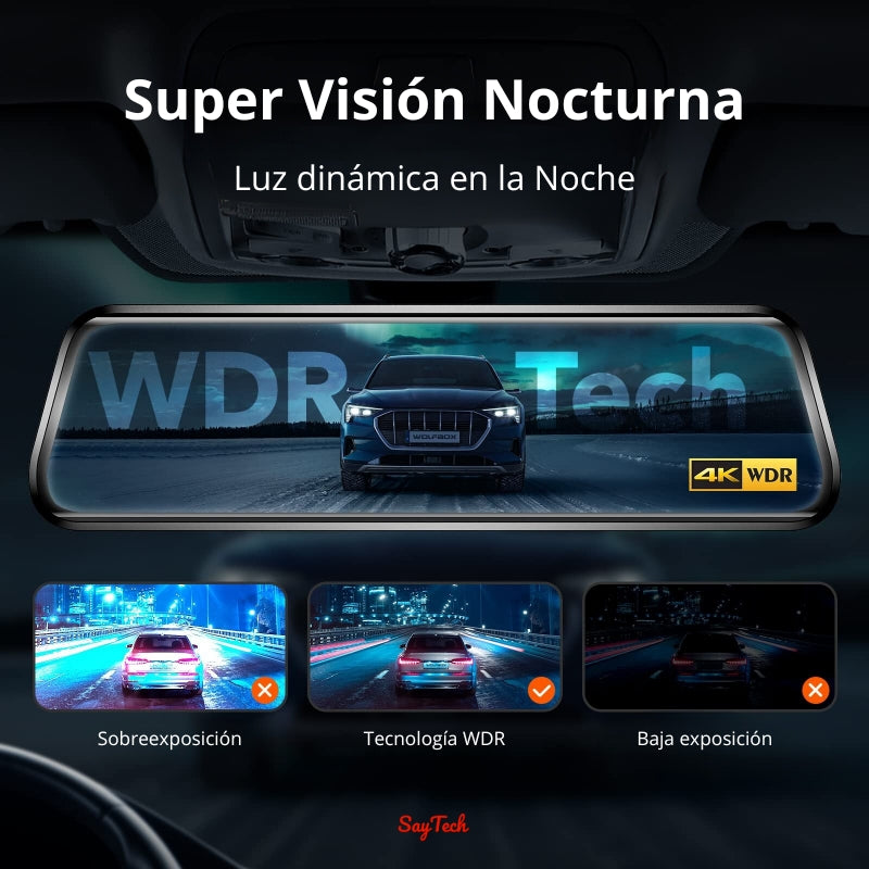 SafetyDrive PRO® | Dashcam 4k UHD | Con Cámara Trasera | Pantalla Táctil