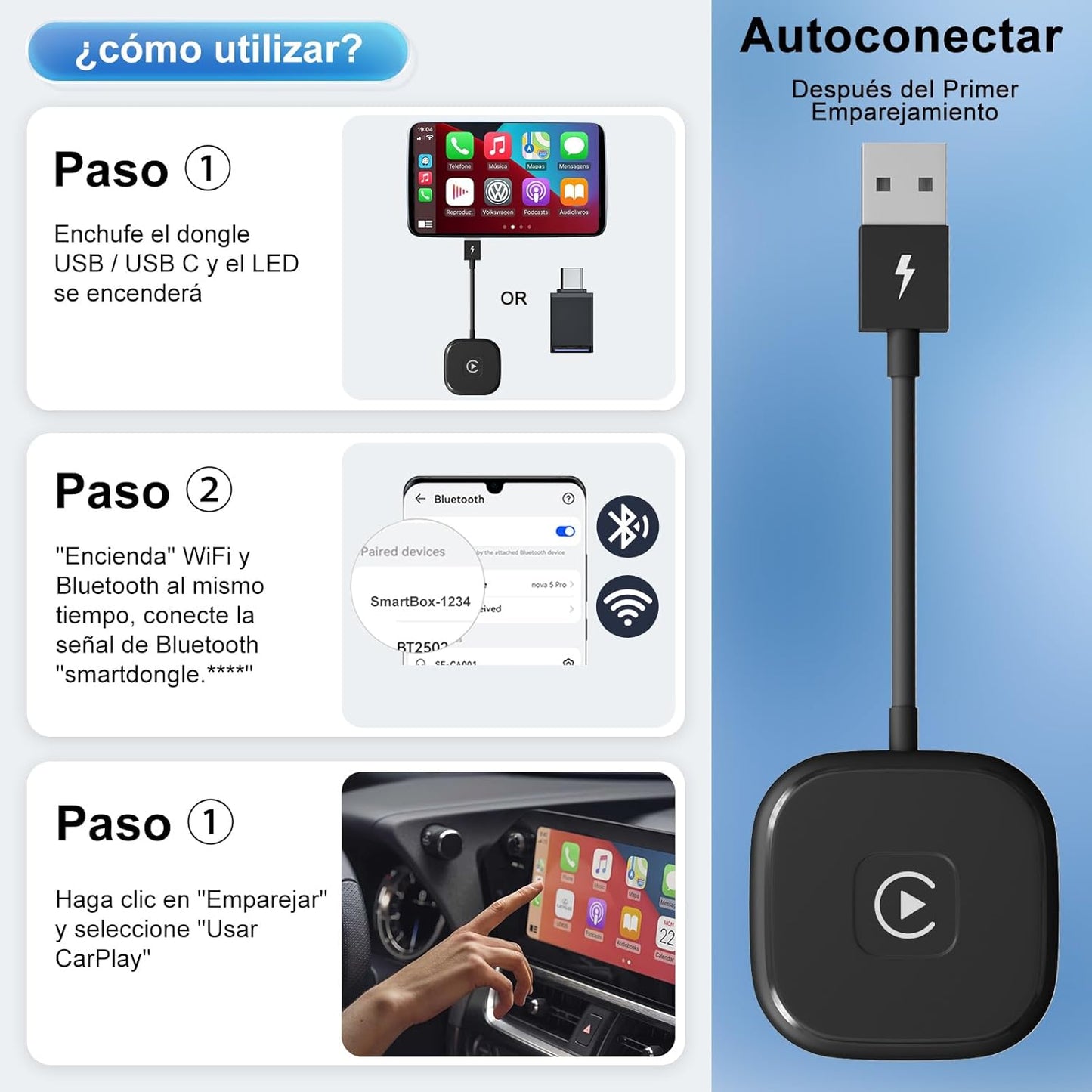 SayConnect® | CarPlay | Adaptador Inalámbrico para lPhone