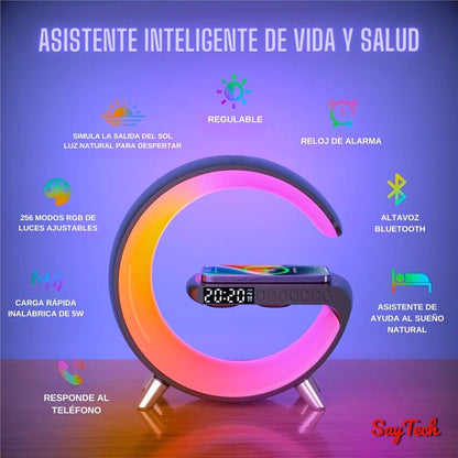 Glomagic® | Despertador Anti-Estrés | Altavoz, Cargador, Luces LED