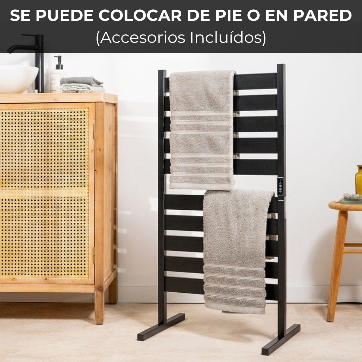 Warmessence® | Toallero Eléctrico de Pie o Pared | Temporizador 2-4h | 260W